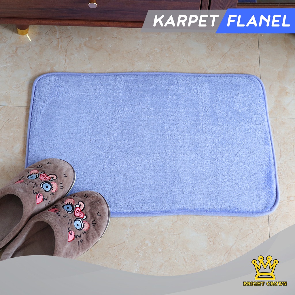 Bright Crown Keset Kaki Flanel Anti Slip / Keset Kamar Mandi Nyerap Air UK 40X60CM 9 Warna-3