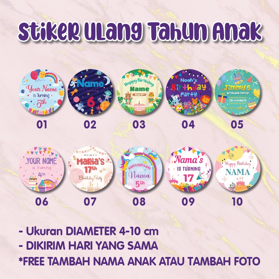 

Stiker Ulang Tahun Anak | Sticker Happy Birthday | Stiker tempelan souvenir / bingkisan anak / Murah dan Ekonomis