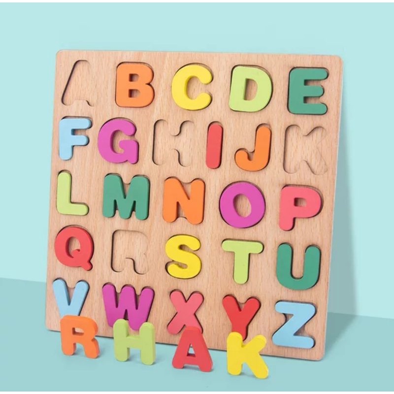 Puzzle 3D Huruf ABC Angka Numbers dan Bentuk Mainan Kayu Anak Belajar Mainan Edukasi