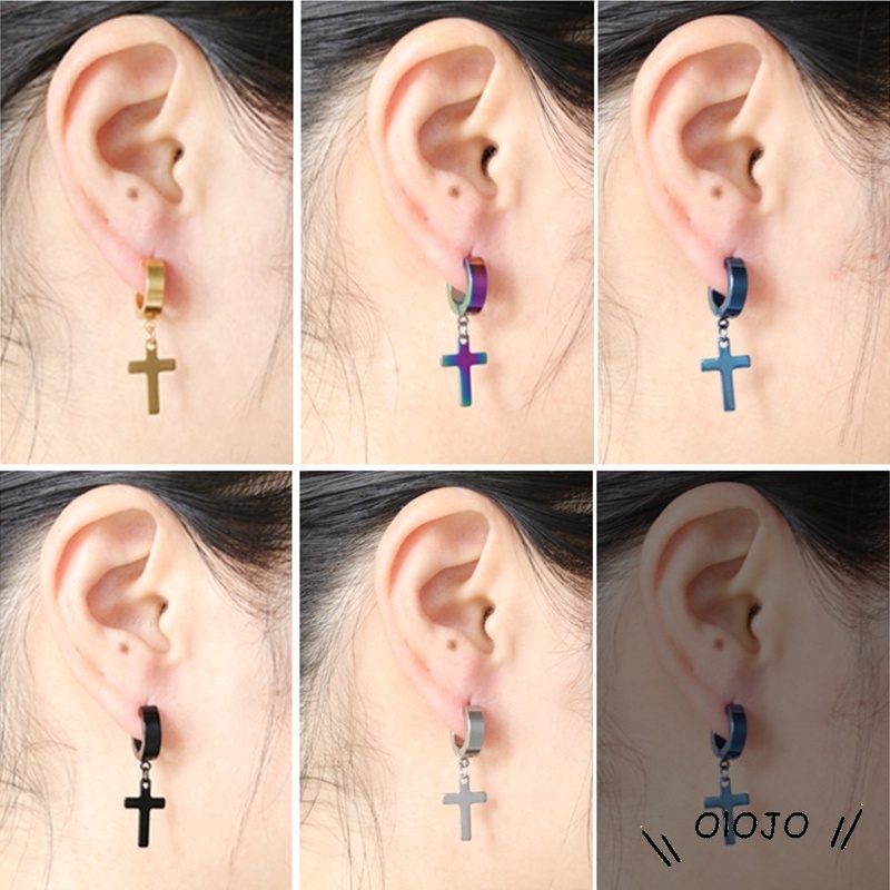 【COD】Versi Korea Dari Cross Liontin Anting-Anting Pria Dan Wanita Pendek Anting Stainless Steel