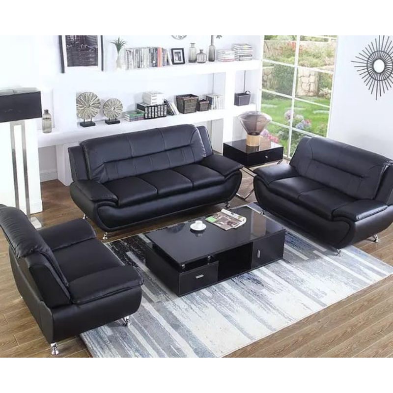 SOFA MINIMALIS RUANG TAMU KELUARGA WARNA HITAM SUPER ELEGAN MEWAH  MODEL TERBARU BERKUALITAS PREMIUM