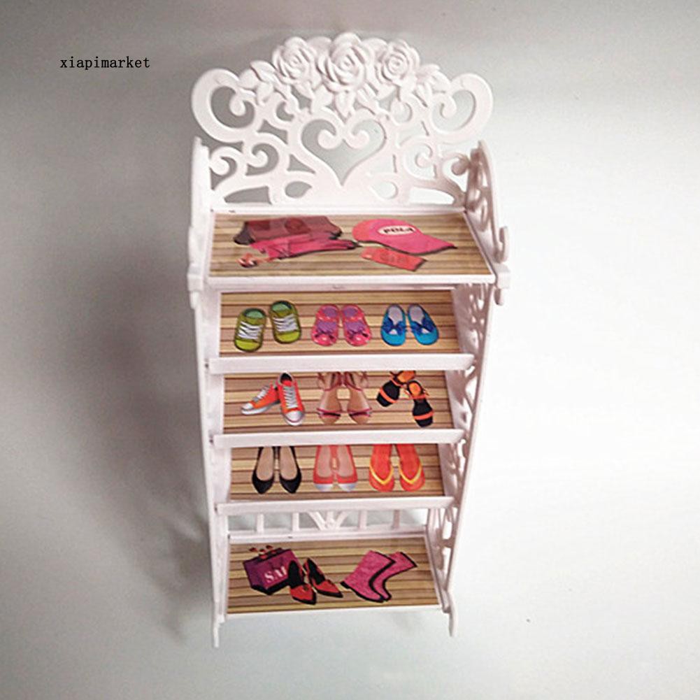 Xp Girl Toy Doll Accessories Plastic Shoe Storage Rack Cabinet Furniture Gifts Shopee Indonesia