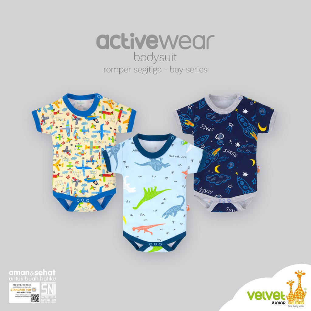 Velvet Junior ActiveWear BodySuit Romper Segitiga Boy Series