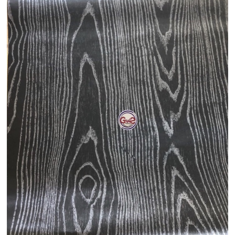 [ 10 meter ] wallpaper sticker wallstiker motif kayu hitam perak wallsticker walstiker