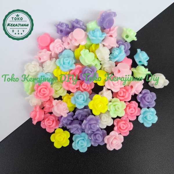 [ 35 pcs ] Manik Manik Mote Pastel Bunga Mawar Mini Mute Mawar