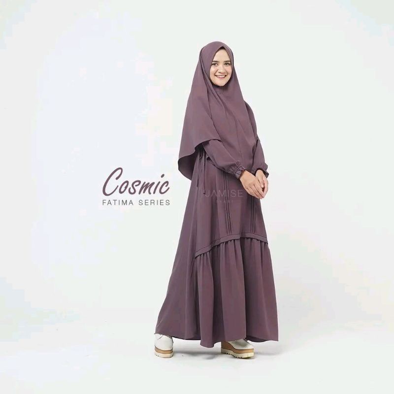 Set Gamis Khimar Fatima Series Jamise syari cosmic, lupine