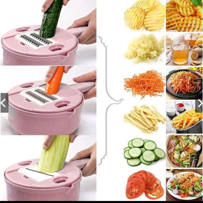 parutan serbaguna 12 in 1 set alat pemotong sayuran buah kentang