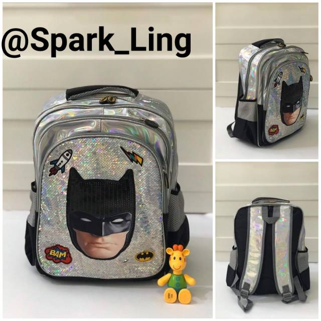 Tas Sekolah Anak Cowok / Tas Anak TK SD / Tas Sekolah Sequin Superhero /Tas Spiderman Batman/PAUD Jo