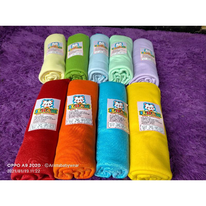 (1LUSIN/12PCS) Bedong bayi polos rainbow uk.JUMBO