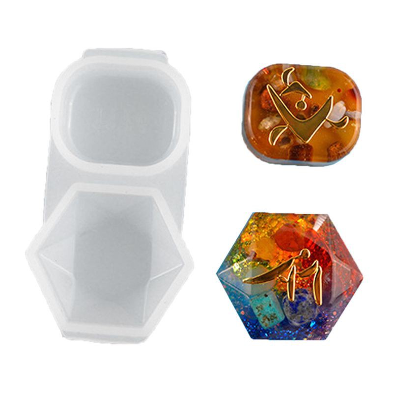 Glitter Faceted Round Square Orgonite Resin Pendant Mold Crystals Stones Orgone Silicone Resin Mold Keychain Jewelry Making Tool