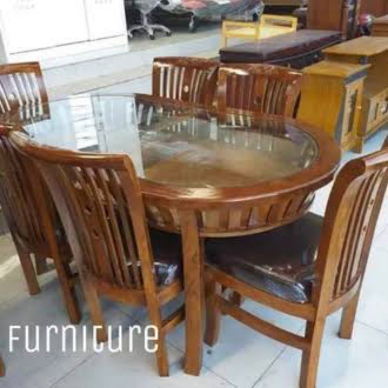 RUMAH MEUBEL FURNITURE/MEJA MAKAN KAYU JATI( pengiriman khusus  bandung )