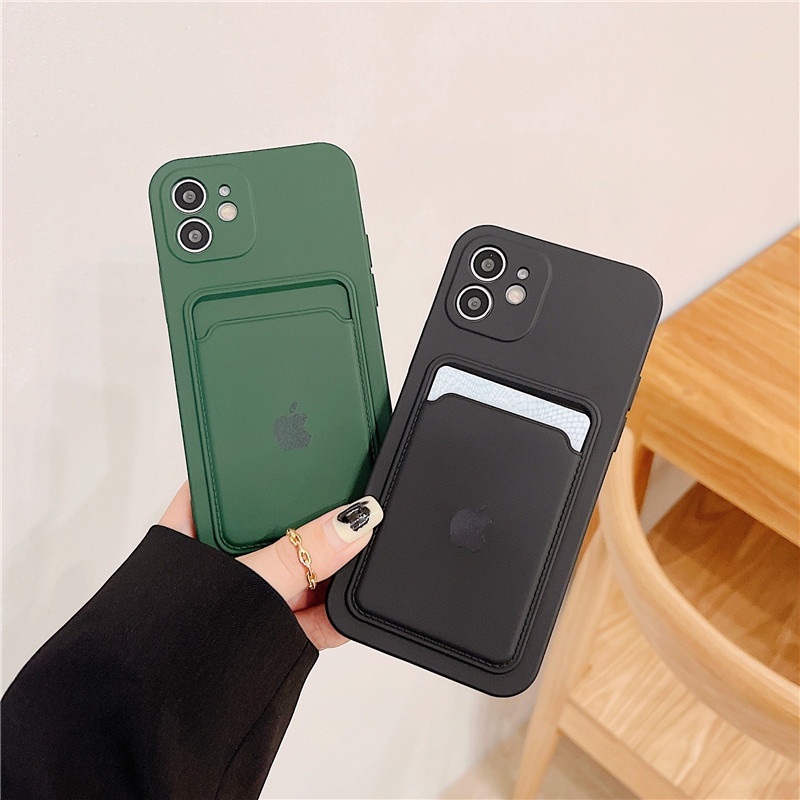 Liquid Silicone iphone case with Card package Cover for iphone 12 pro max 7plus 11 11 pro max XS XS MAX XR 8plus 7+ 8 SE 2020 casing iphone soft case