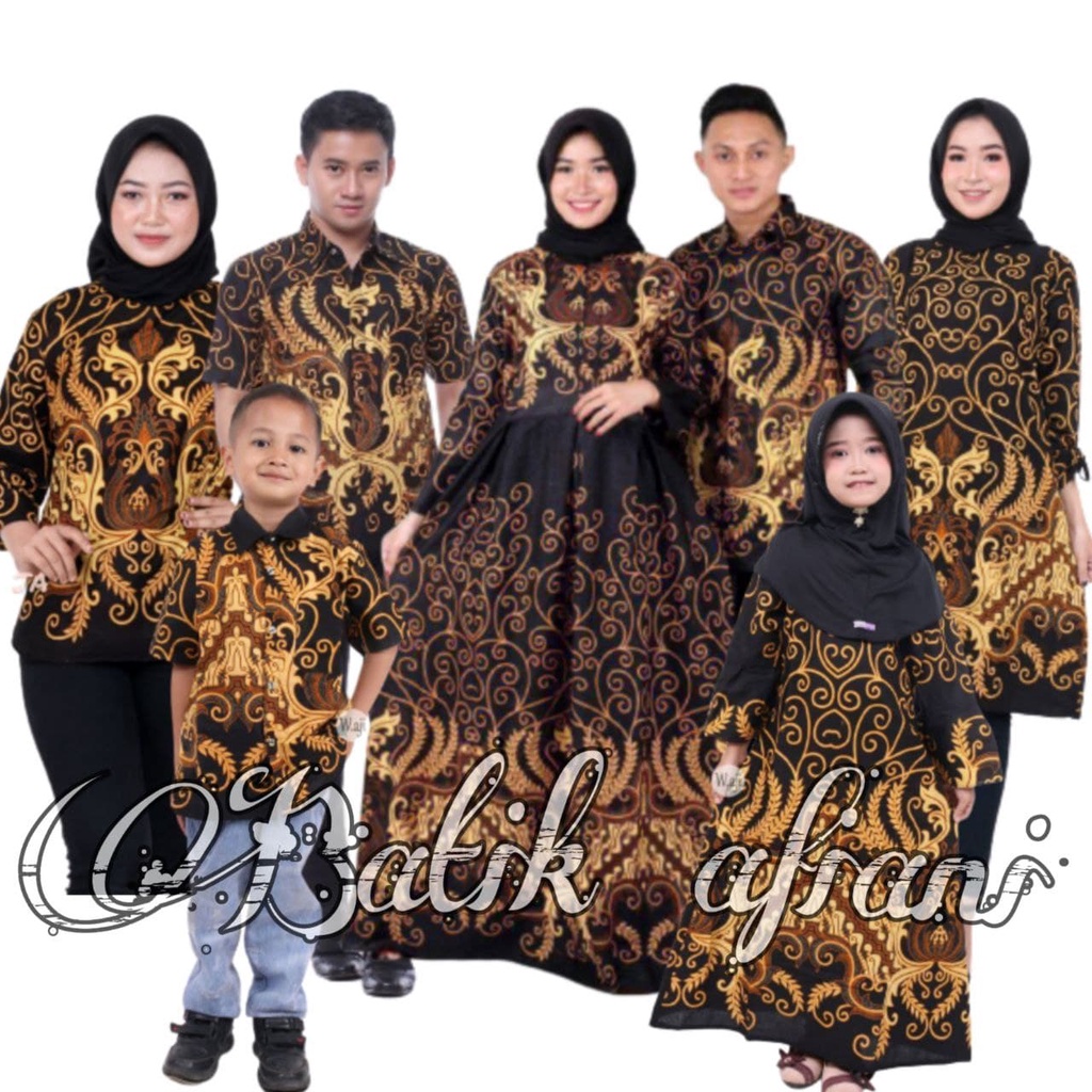 Batik Couple Keluarga, Baju Kondangan Sania Ruffle Ori Ndoro Jowi Dnt Motif Mahkota Kuning