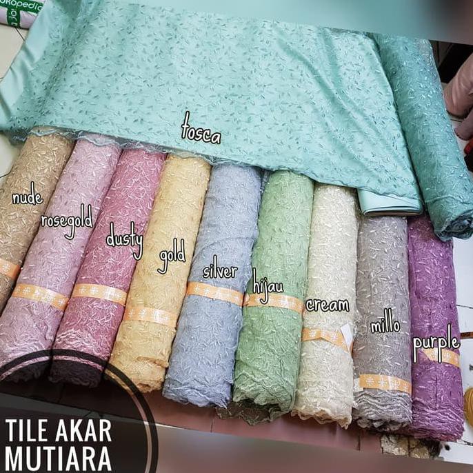 CUCI GUDANG] KAIN BROKAT TILE MUTIARA IMPORT. BRUKAT AKAR. BAHAN KEBAYA MODERN DRES - Tosca