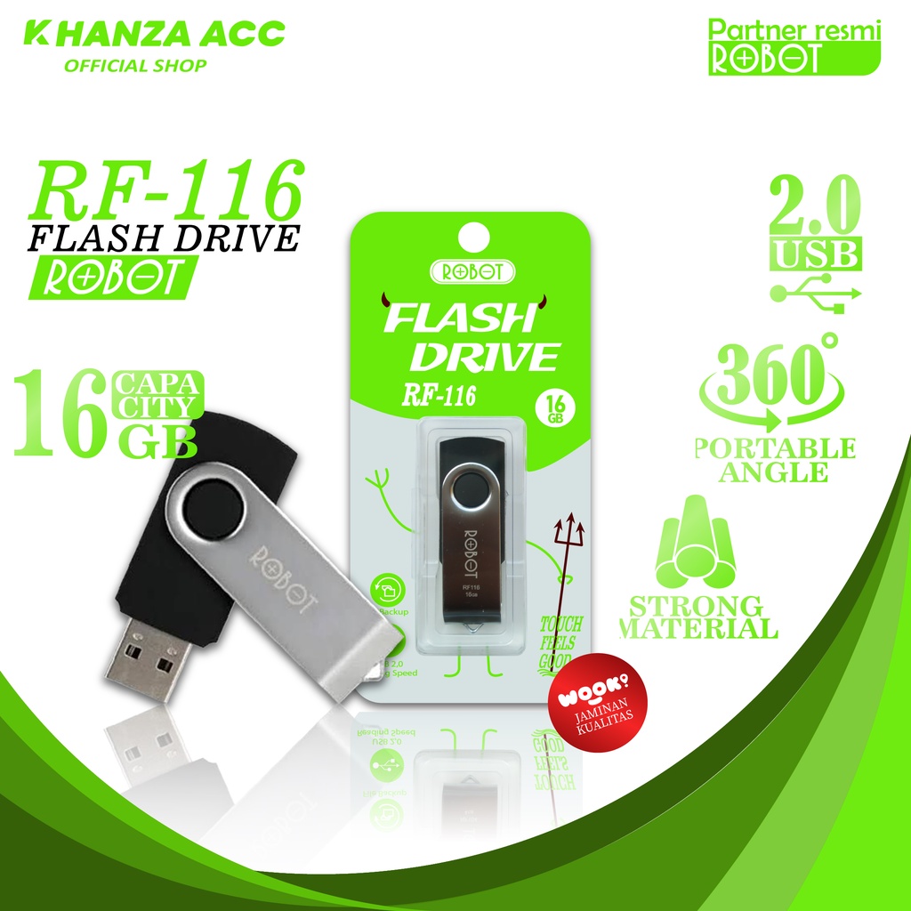 KHANZAACC Flashdisk ROBOT 16GB RF116 Rotatable U-disks USB 2.0