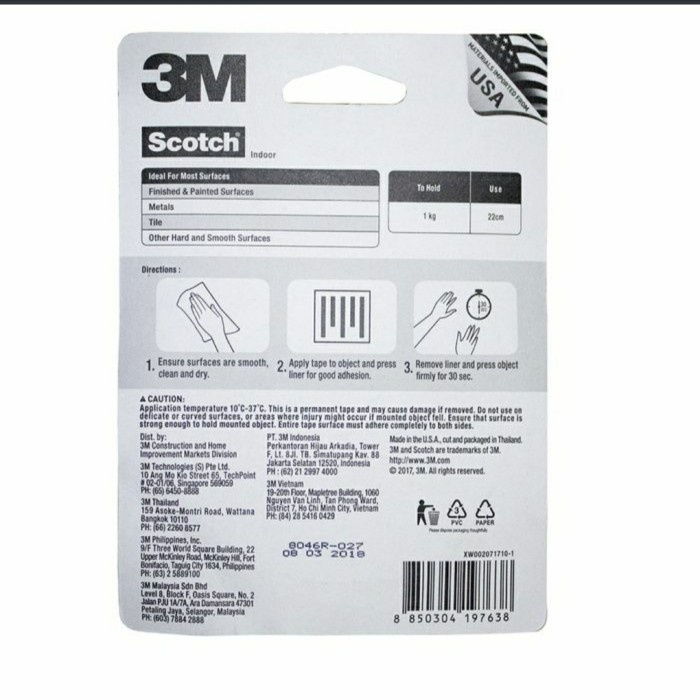 

Hemat Indoor Permanent Mounting Double Tape 3M 24Mm X 3M Scotch 114 Murah