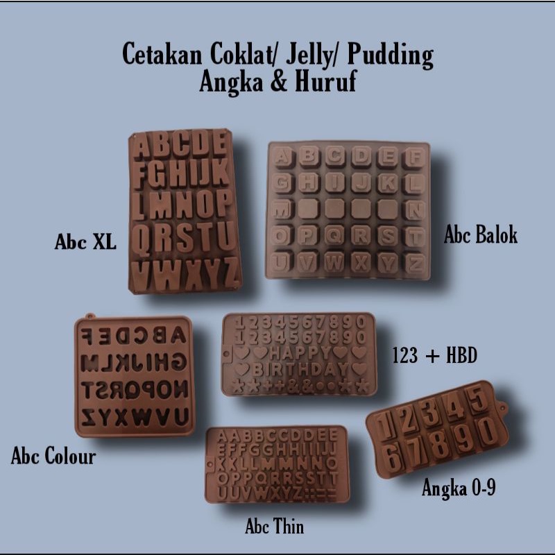 Jual Cetakan Silicone Coklat Pudding Jelly Motif Huruf Abc Angka