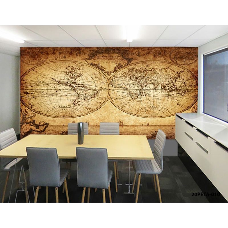 Wallpaper Dinding 3D Custom Peta Dunia (20-010)