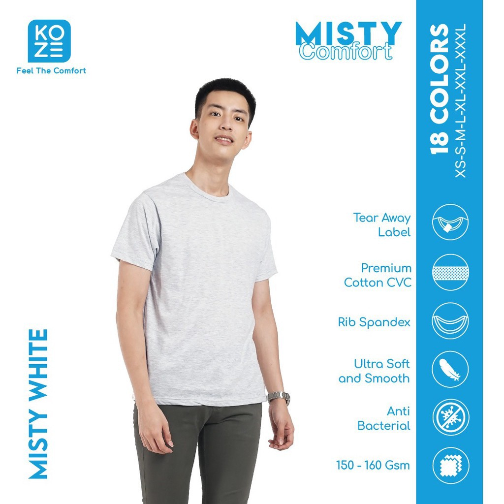 Kaos Polos Premium Koze Misty Comfort Kaos Sablon Cotton CVC 30s