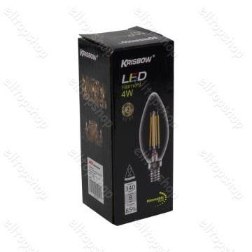 BOHLAM LED KRISBOW CANDLE FILAMEN DIMMABLE 4W WARM WHITE PUTIH KUNING