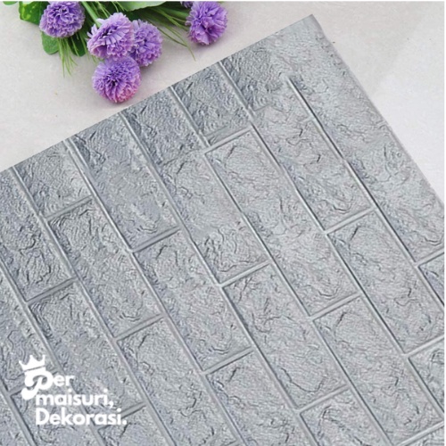 [COD] Wallpaper Dinding Stiker Wallfoam 3D Sticker Dekorasi Kamar Rumah Murah-ABU
