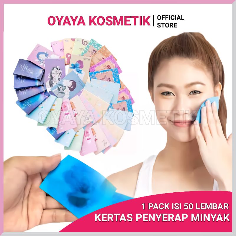 Kertas Penyerap Minyak 50 lembar Oil Paper Control Kertas Menyerap Minyak Diwajah Isi 50 Lembar Alami Menghilangkap Minyak Pada Bagian Muka Saat Berminyak dan Kotoran Kertas Linen Angkat Minyak Berkualitas OYAYA KOSMETIK PEKANBARU RIAU