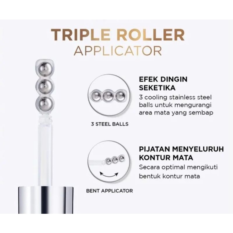 ☘️Yuri Kosmetik☘️Loreal Paris Triple Roller 2,5% Hyaluron+ Caffein Eye Serum