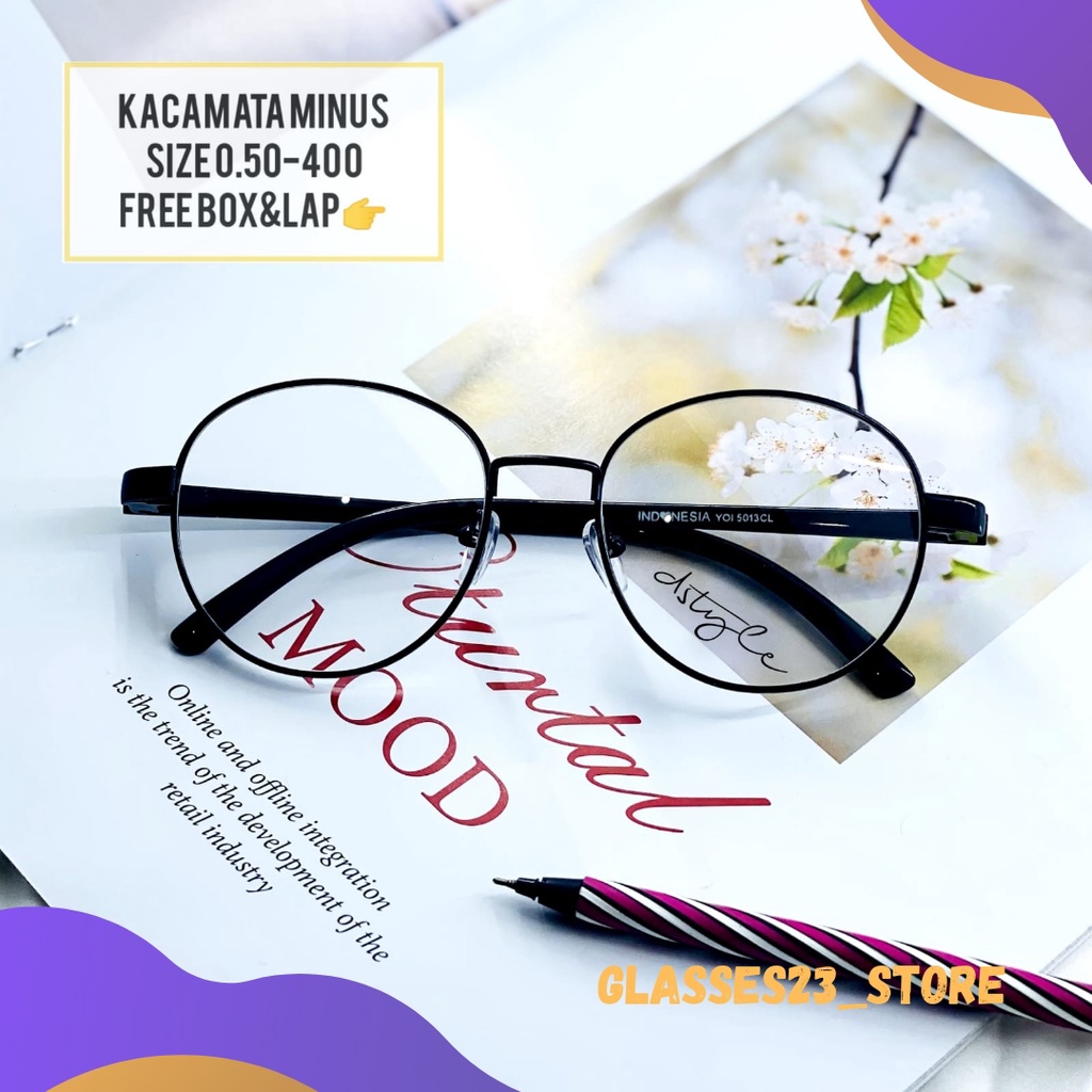 OPTIK NEW - Kacamata Minus / Jarak Jauh / Unisex - Frem Metal / Sungglases - Lensa Optik - Design Korea Oval / Fashion Style Min 0.50- Min 400 Ready Stock