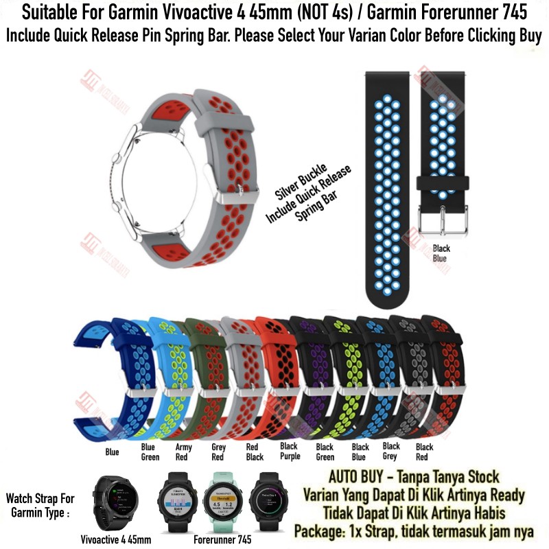 NSB Tali Jam 22mm Watch Strap Garmin Vivoactive 4 45mm / Forerunner 745 - Rubber Sporty