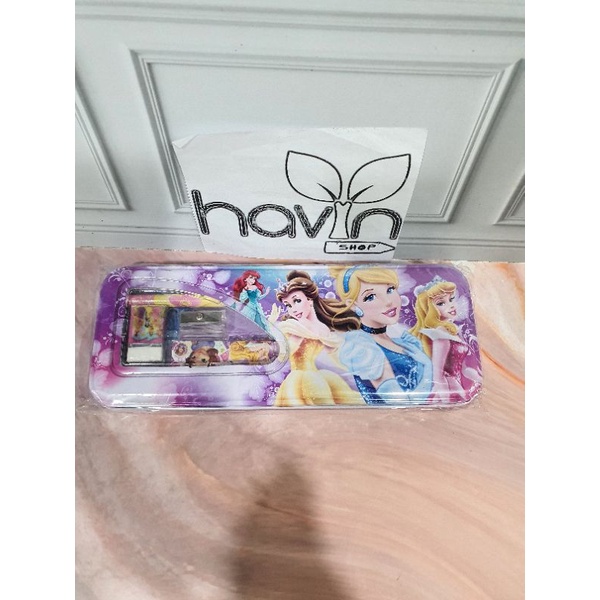 KOTAK PENSIL KALENG ada ISI ukuran TANGGUNG/PENCIL CASE-Princess