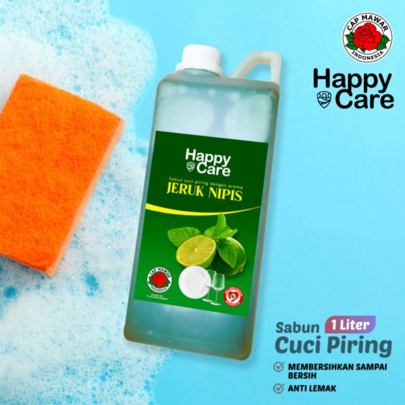 SABUN CUCI PIRING JERUK NIPIS 1 LITER HAPPY CARE / SABUN CUCI PIRING / JERUK NIPIS