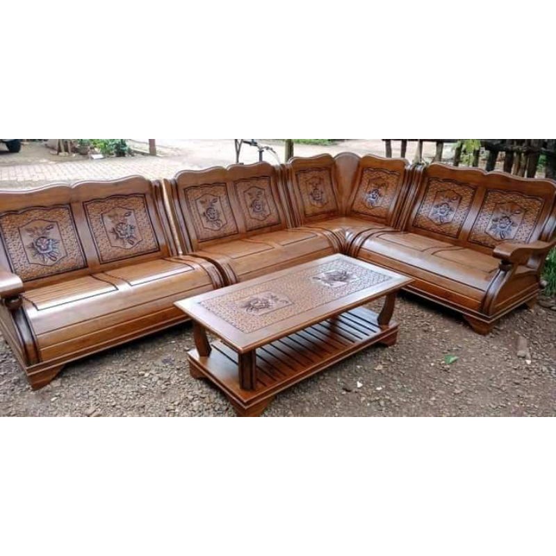 KURSI SUDUT KURSI TAMU KURSI KAYU JATI KURSI SUDUT TULANG GAJAH