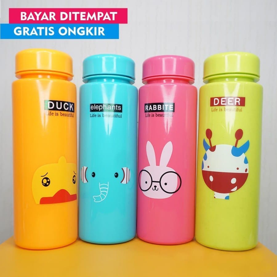 ~ PIYOSHI08 ~ Botol Minum Plastik Motif Animal 500ml BPA Free AF90