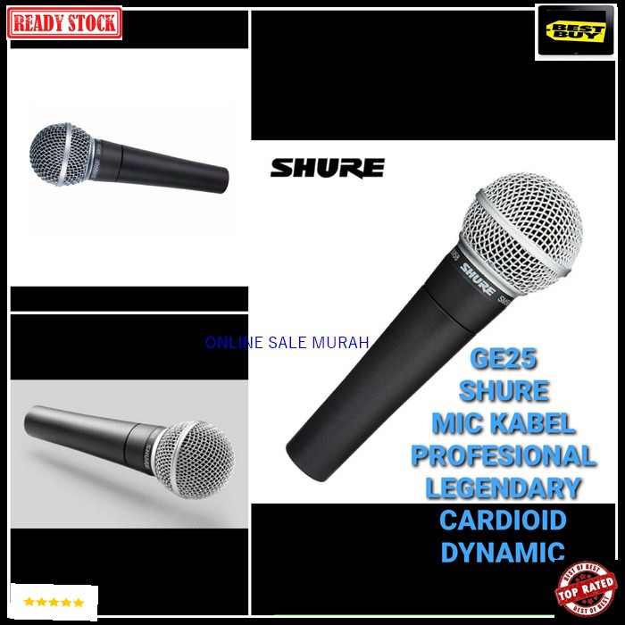 G25 Mic kabel shure legendary dynamic Microphone mik mikrophone cable karaoke vocal vokal audio sound system pro profesional pengeras suara G25   Bisa digunakan segala jenis audio sound  Bahan dari besi metal  1bh mic 1bh kabel mic 4-5 meteran  suara bagu