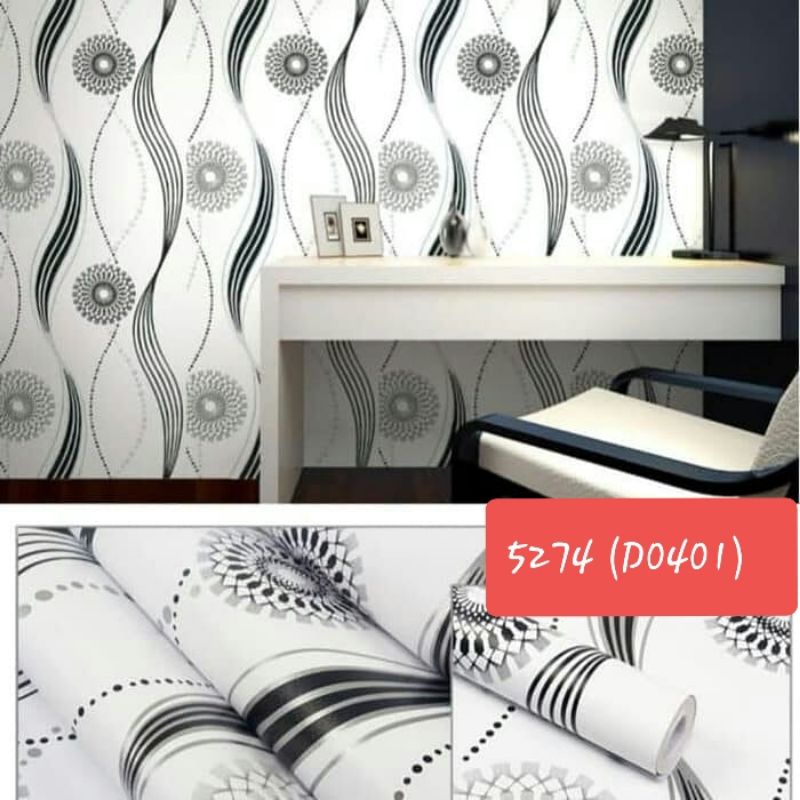 Wallsticker/wallpaper sticker/wallpaper/wallsticker murah/sticker 3D/wall sticker 3D/sticker dinding-bunga salur hitam