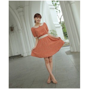 DRESS IMPORT KOREA ASLI BUNGA ORANGE