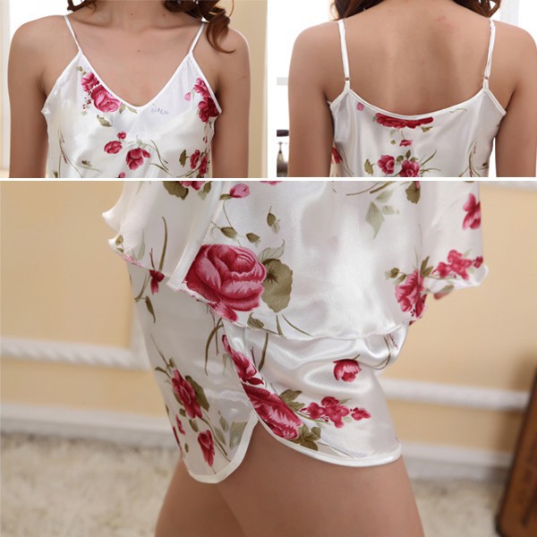Baju Tidur Piyama Silk Motif Bunga