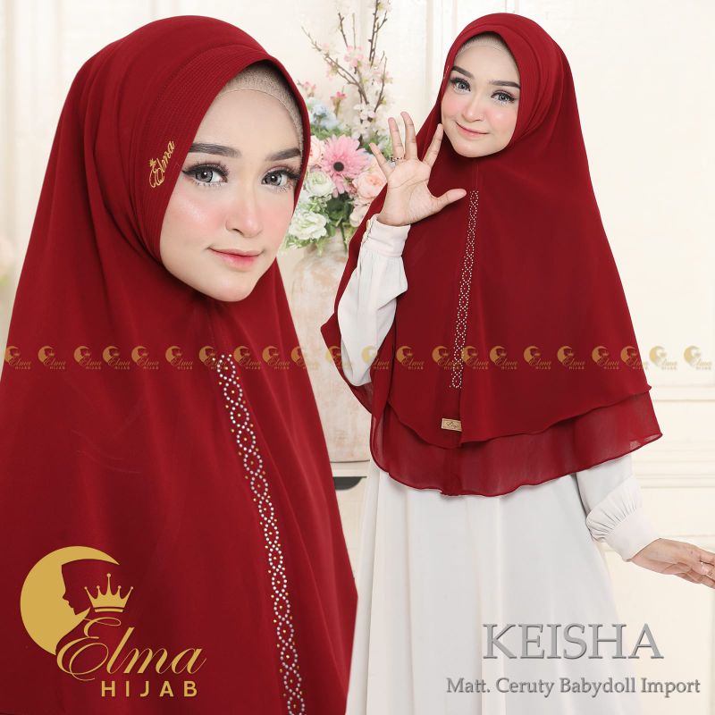 Jilbab Instan  Khimar Keisha 2 layer Ceruty Babydoll By Elma Hijab