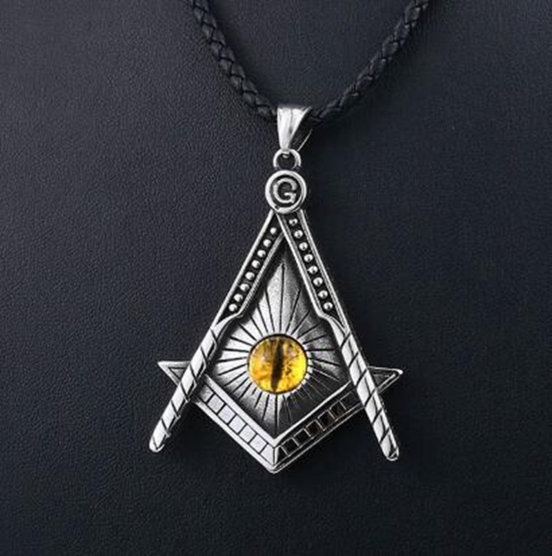 Kalung Liontin Demon Eye Masonic Gaya Punk Untuk Pria