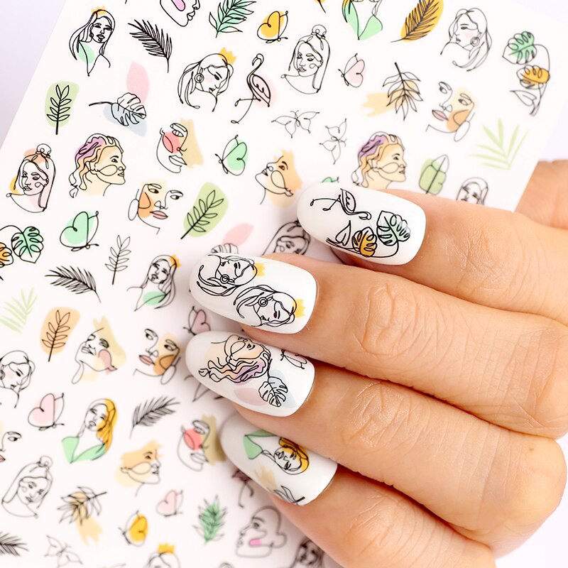 Nail Art Stiker Kuku ABSTRAK GEOMETRI series High Quality Nail Stickers