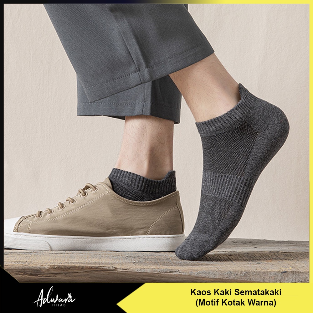 Kaos Kaki Pendek Semata Kaki Wanita Motif Kotak Warna / Kaos Kaki Kerja Kantor Kampus