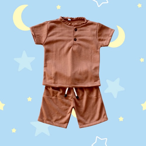 HappyOliver SET HENLEY BOY Setelan Kemeja Bayi Laki-laki Lengan Pendek