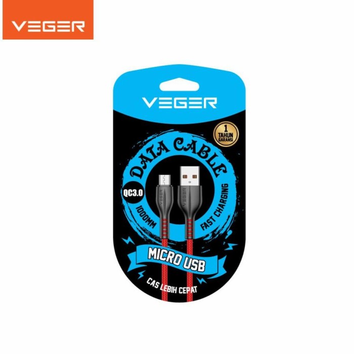 Kabel Data Veger VG18 Mirco Usb fast Charging 3.0A 1000mm Original