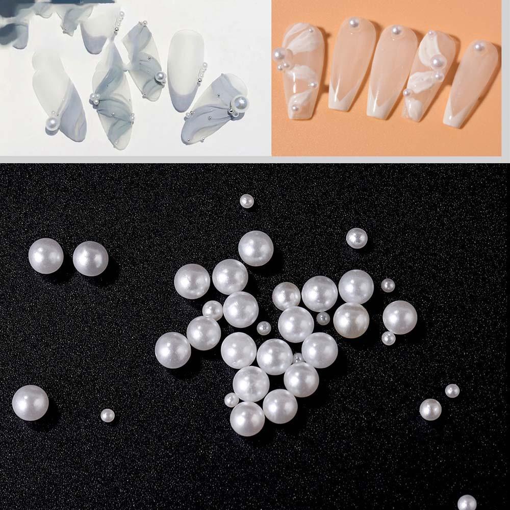 Mxbeauty Manik-Manik Mutiara AB 3D Bentuk Setengah Lingkaran Bahan Plastik Untuk Dekorasi Nail Art