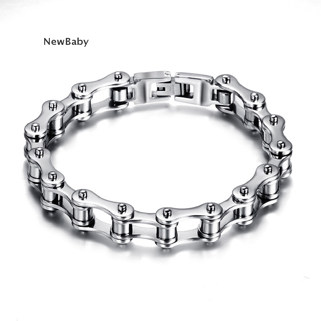 Gelang Rantai Sepeda Motor Bahan Stainless Steel Gaya Punk Ukuran 8.5 Inci Untuk Pria