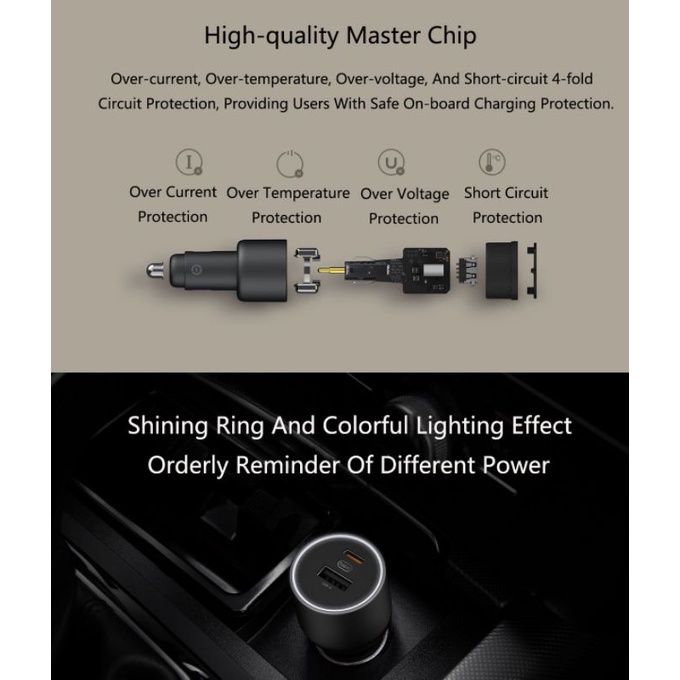 Car Charger Carger Mobil Xiaomi 100W Fast Charging 1A1C