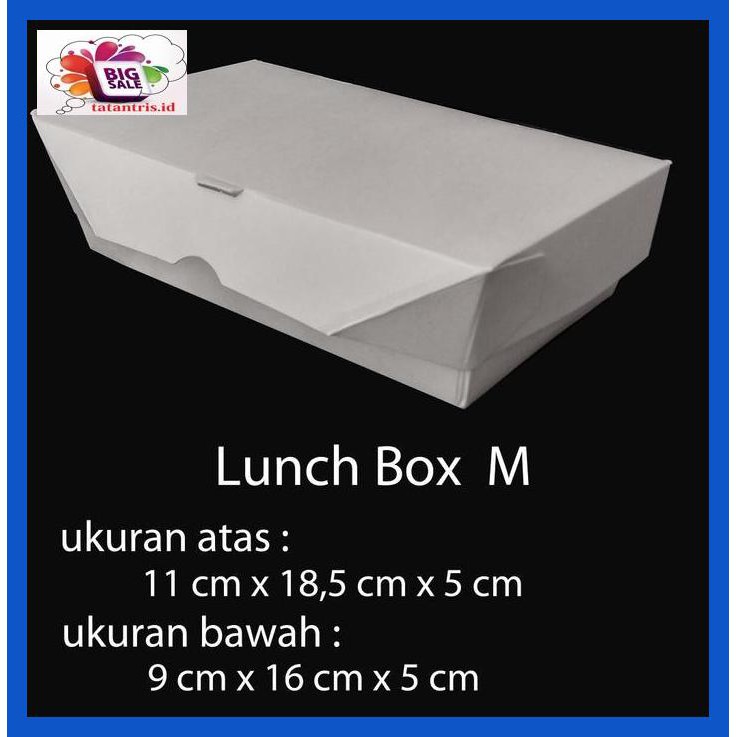 

H8Hjdt- Paper Box Lunch Ukuran M / Paper Box Kertas / Paper Take Away - Putih Drtdz-