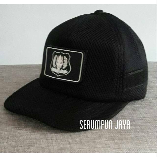 TOPI SECURITY - TOPI SECURITY JARING DOUBLE MESH VELCRO - TOPI SECURITY LOGO PUTIH