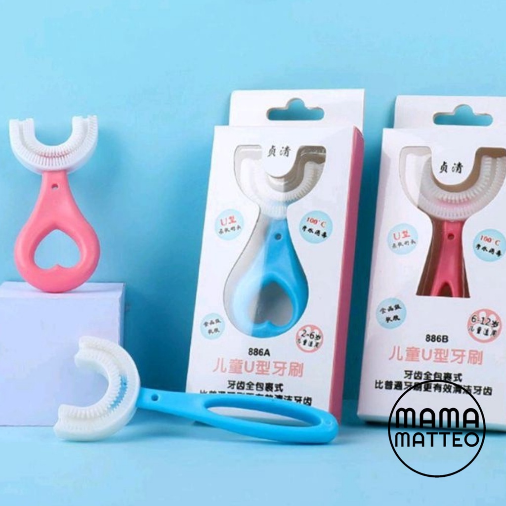 Sikat Gigi Anak Bayi Silikon Bentuk U / Sikat Gigi Anak Lembut / Sikat Gigi Anak Bahan Silikon / Sikat Gigi Love / Sikat Gigi Panjang / Lidah Oral Cleaner