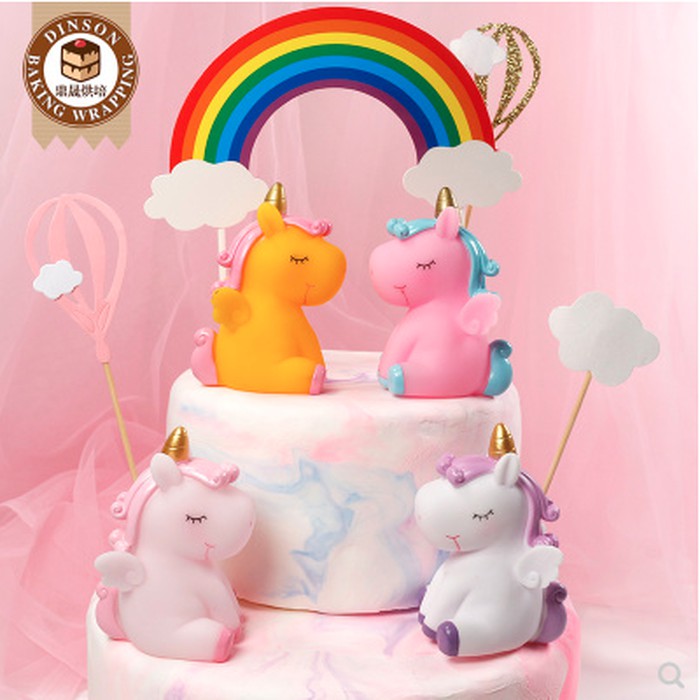 baby unicorn / topper cake figur set kue birthday ulang tahun